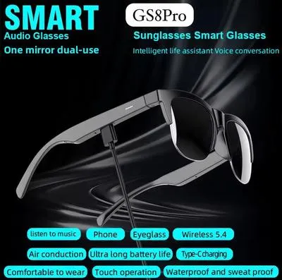 Intelligent Bluetooth Glasses Black – Long Range Wireless Audio Gaming Smart Glasses