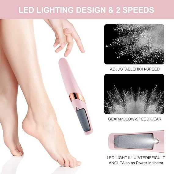 USB Rechargeable Foot Callus Remover – Electric Foot File with LED Light & 2-Speed Settings for Smooth Feet - Image 2