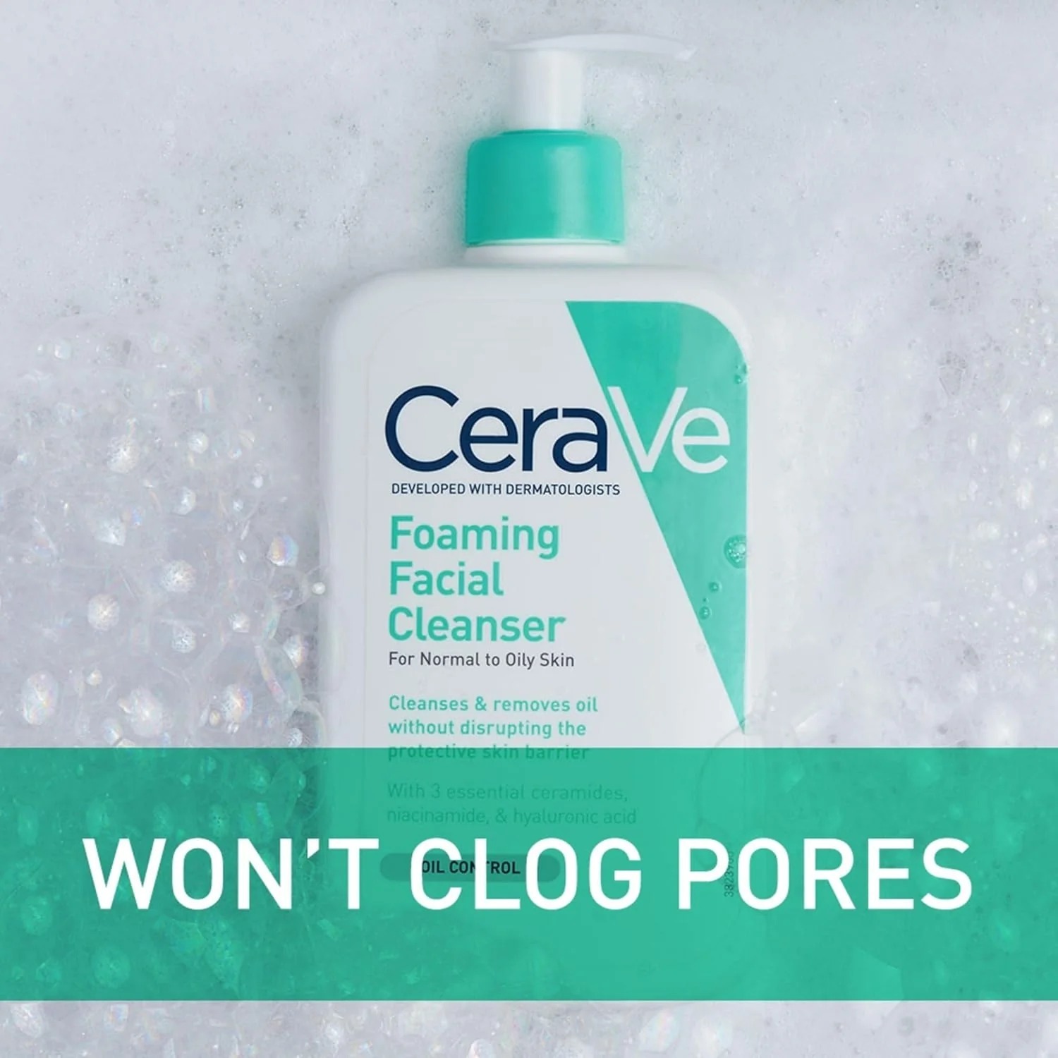 CeraVe Foaming Facial Cleanser for Normal to Oily Skin – Oil Control with Ceramides, Niacinamide & Hyaluronic Acid, 237ml - Image 4