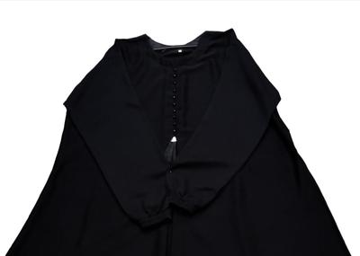 Black Georgette Maxi Abaya with Pearl Tassel | Elegant Full-Length Abaya for Women - Image 4