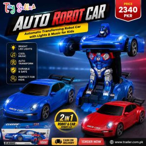 Auto Robot Car – Automatic Transforming Robot Car Toy with Lights & Music for Kids