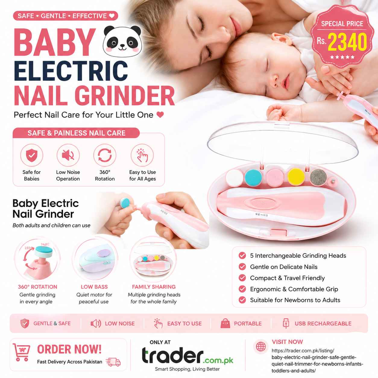 Baby Nail Trimmer Cell Operated – Safe Electric Nail File for Newborns, Infants & Toddlers