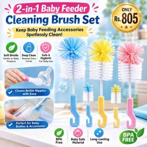 2-in-1 Baby Feeder Cleaning Brush Set – Soft Bristle Bottle & Nipple Cleaner for Baby Feeding Accessories