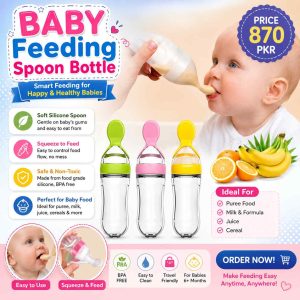 Baby Feeding Spoon Bottle – Soft Silicone Squeeze Food Feeder for Infants & Toddlers