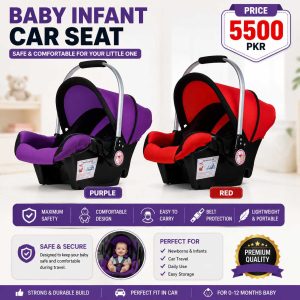 Stylish Baby Carry Cot with Mosquito Net for Newborns | Soft & Comfortable Portable Infant Carry Bed | Baby Travel Carry Nest | Purple & Red | Pakistan