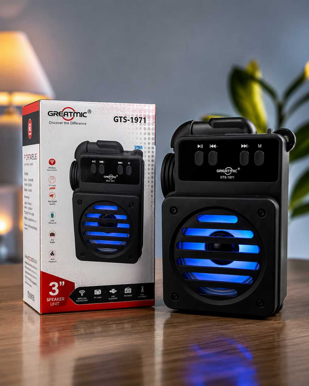 Greatmic GTS-1971 Portable Wireless Bluetooth Speaker | TWS, USB, TF Card, FM Radio