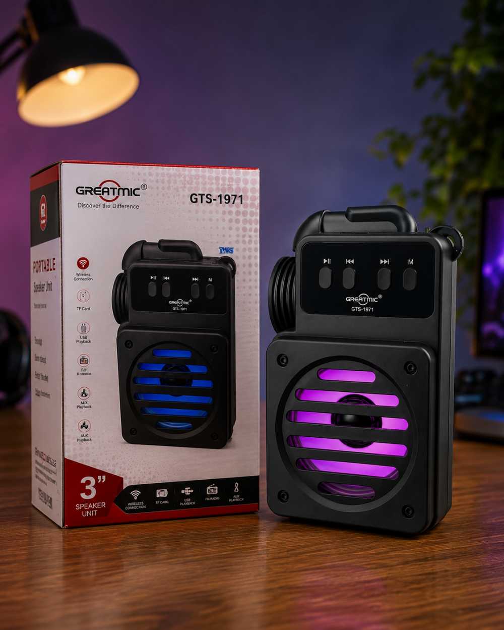 Greatmic GTS-1971 Portable Wireless Bluetooth Speaker | TWS, USB, TF Card, FM Radio - Image 2