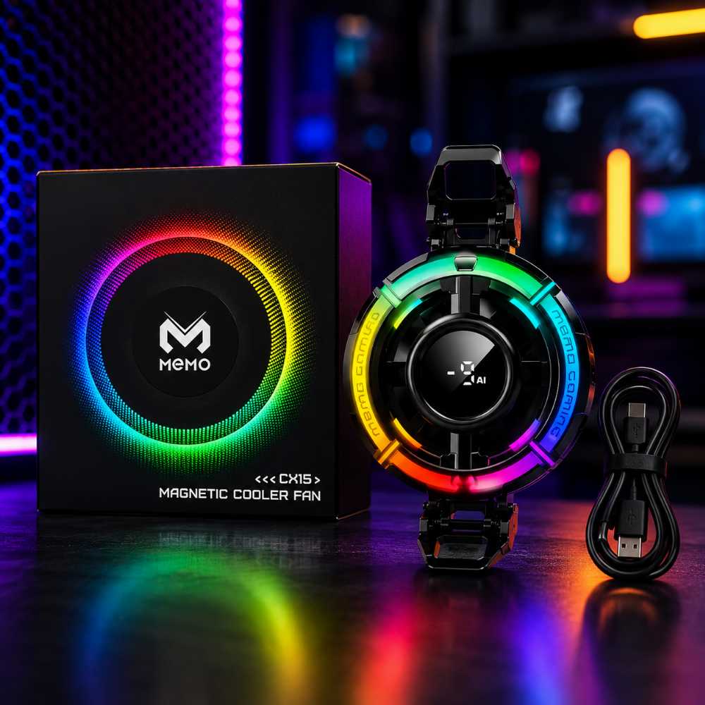 MEMO CX15 Magnetic Mobile Phone Cooler – RGB Gaming Cooling Fan for Smartphones - Image 2