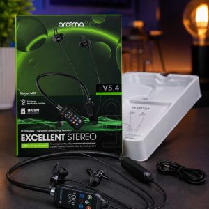 Aroima M31 Wireless Neckband Bluetooth Earphones with LCD Display | HD Stereo Sound | Long Battery Life