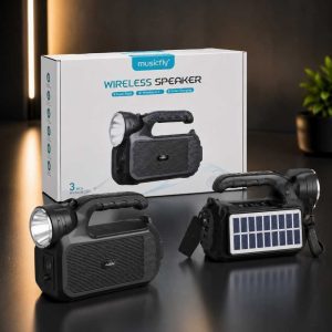 Portable Wireless Bluetooth Speaker with Flashlight & Solar Charging | Super Bass Outdoor Speaker