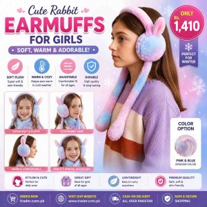 Cute Rabbit Earmuffs for Girls – Soft Plush Winter Ear Warmers with Comfortable Adjustable Headband