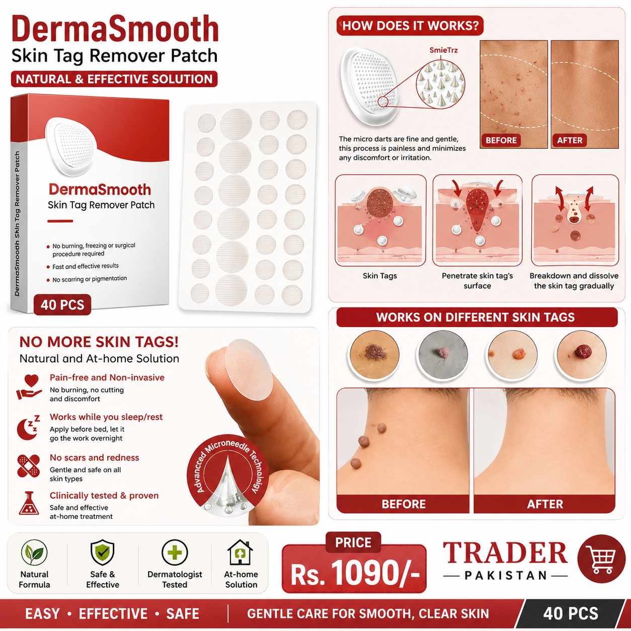 DermaSmooth Skin Tag Remover Patch 40 Pcs – Adhesive Skin Tag Care Patches