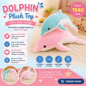 Dolphin Plush Toy – Soft Stuffed Dolphin Animal Plush Doll for Kids, Babies & Toddlers