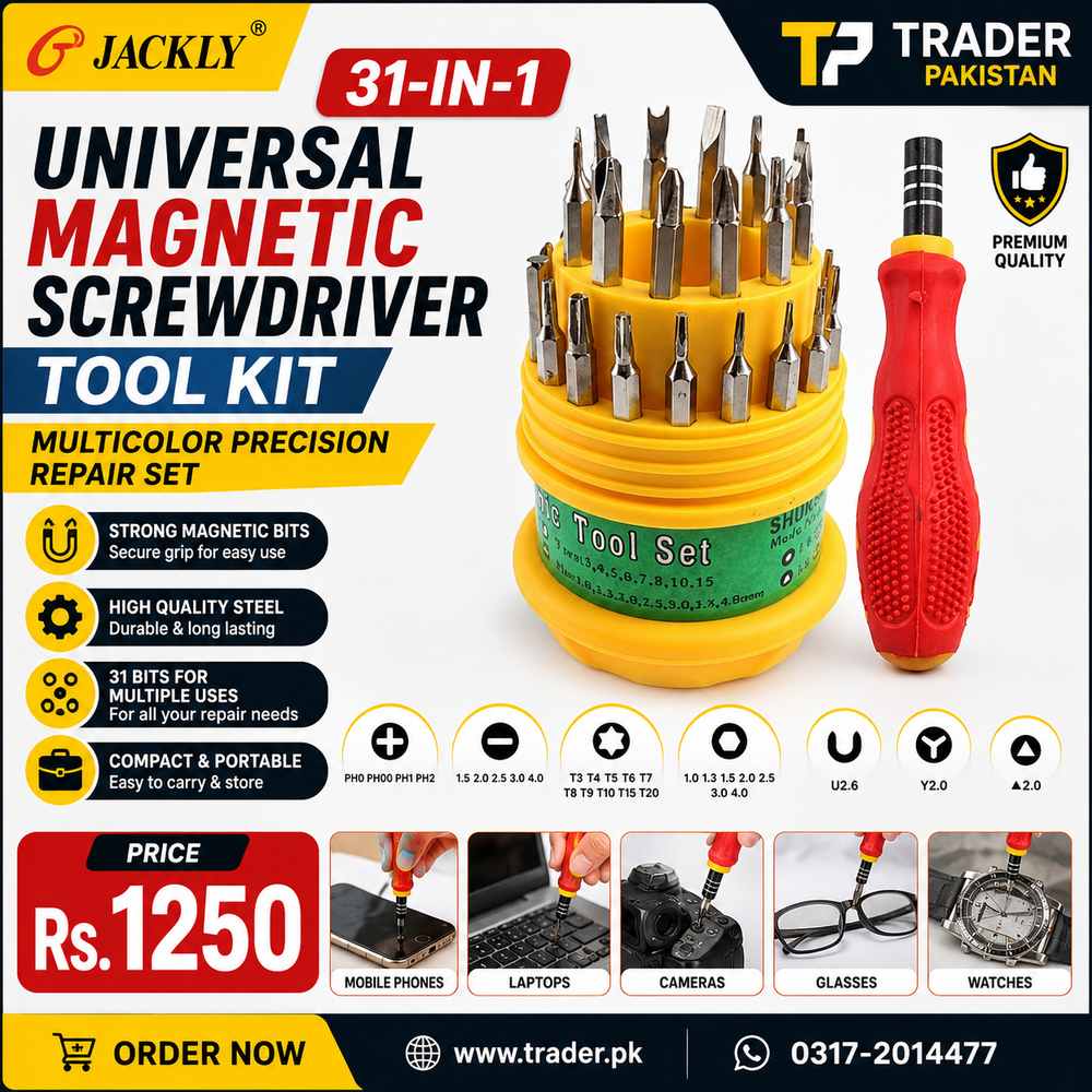 Jackly 31-in-1 Universal Magnetic Screwdriver Tool Kit – Multicolor Precision Repair Set
