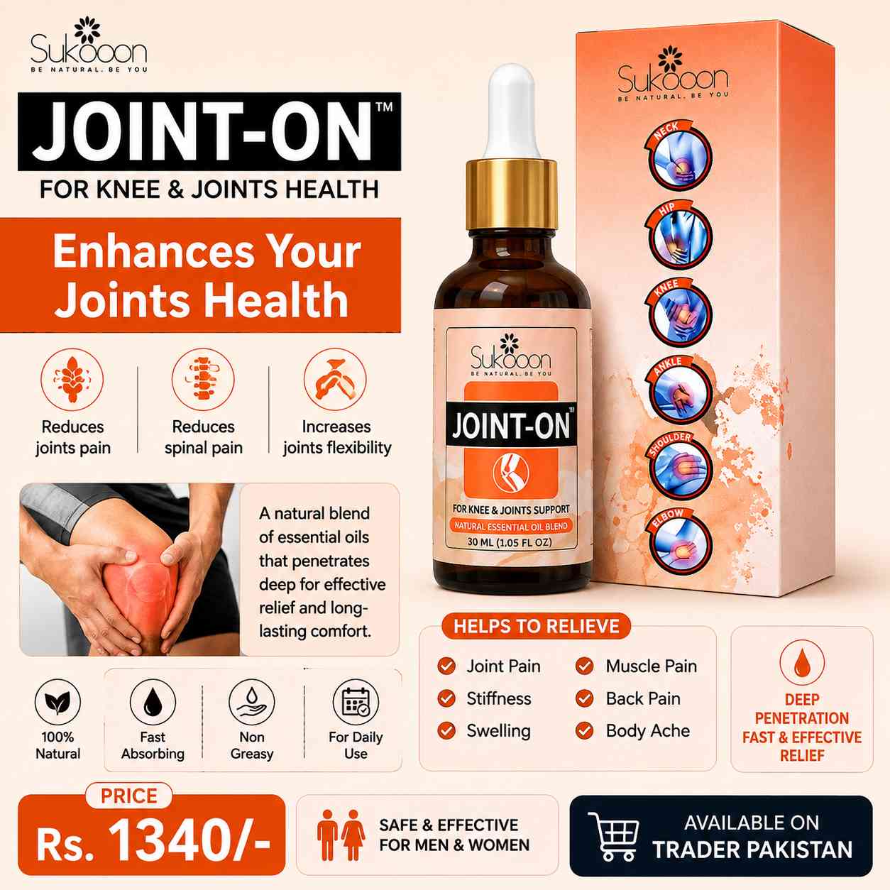 Joint-On Oil 30ML – Massage Oil for Knees, Back & Joint Care