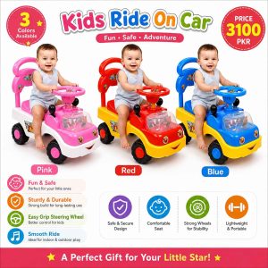 Pink Kids Riding Car with Music & Lights for Toddlers | Battery Operated Ride-On Car | Baby Push Car for Boys & Girls | Kids Ride-On Toy Pakistan