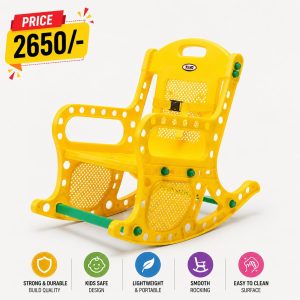 Kids Rocking Chair Plastic Yellow Baby Rocking Chair for Toddlers Indoor & Outdoor