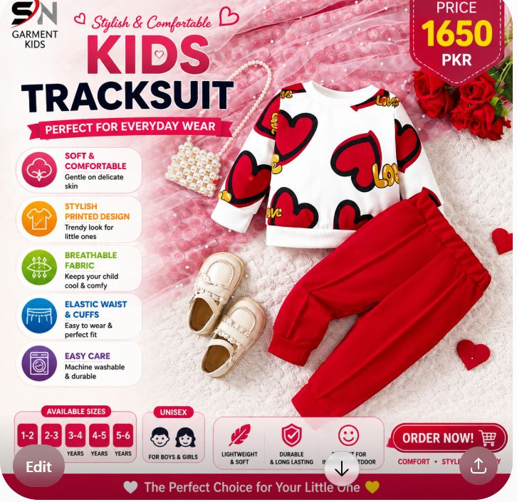 Kids Printed Tracksuit – Soft Comfortable Two-Piece Casual Outfit for Boys & Girls