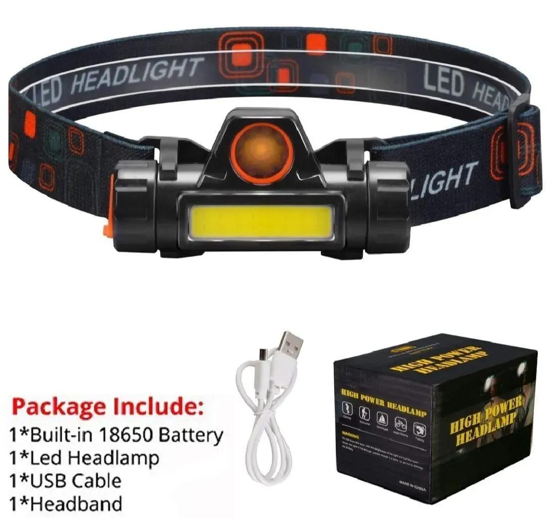 High Power LED Headlamp Black Orange 100g Lightweight Rechargeable Head Light - Image 4