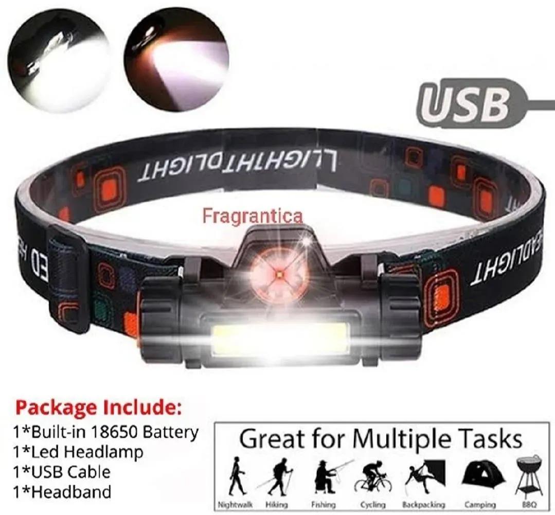 High Power LED Headlamp Black Orange 100g Lightweight Rechargeable Head Light - Image 5