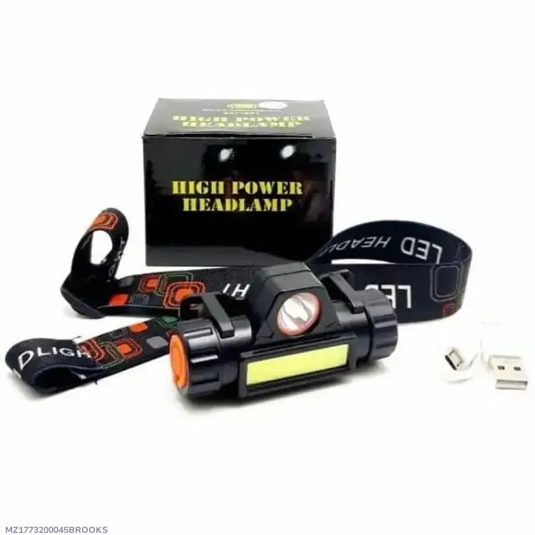High Power LED Headlamp Black Orange 100g Lightweight Rechargeable Head Light - Image 6