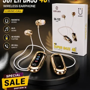 Uteam SA-122 Magnetic Wireless Earphones | Super Bass | Up to 48 Hours Battery | Hi-Fi Sound