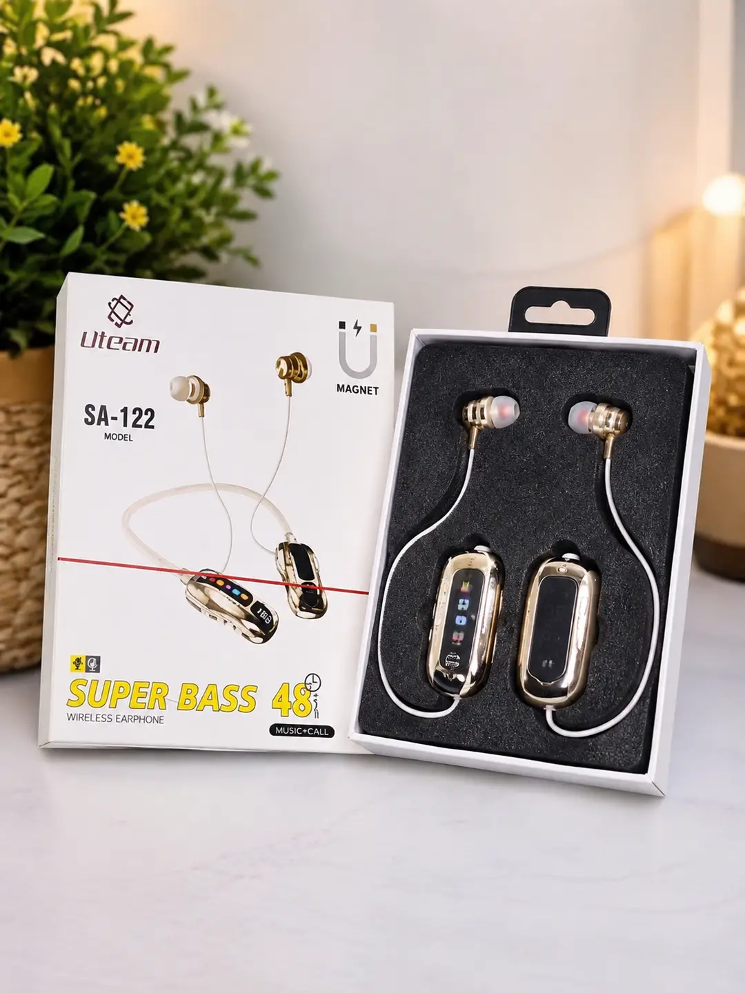 Uteam SA-122 Magnetic Wireless Earphones | Super Bass | Up to 48 Hours Battery | Hi-Fi Sound - Image 2