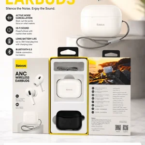 Baseus ANC Wireless Earbuds Bluetooth 5.4 | Active Noise Cancellation TWS Earphones with Charging Case
