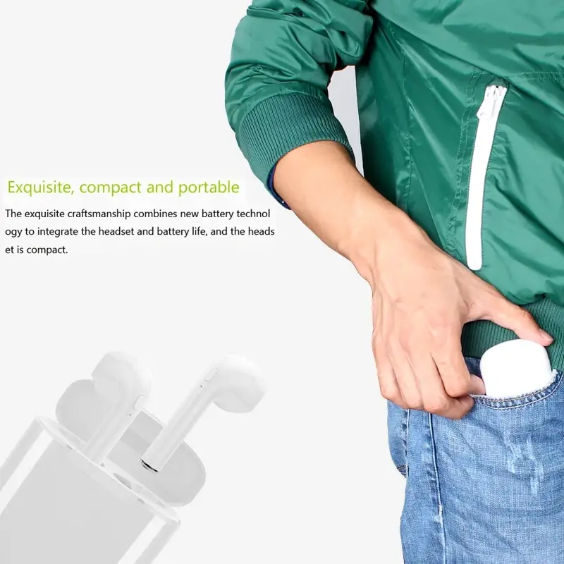 i7 TWS Wireless Bluetooth Earbuds with Charging Case | Stereo Sound | Built-in Mic | Lightweight Earphones - Image 2