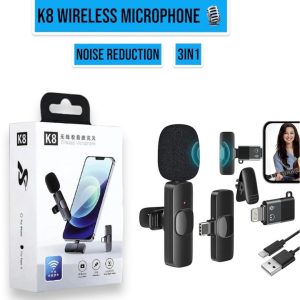 K8 Wireless Mic Black 3-in-1 Bluetooth 5 – Professional Wireless Microphone