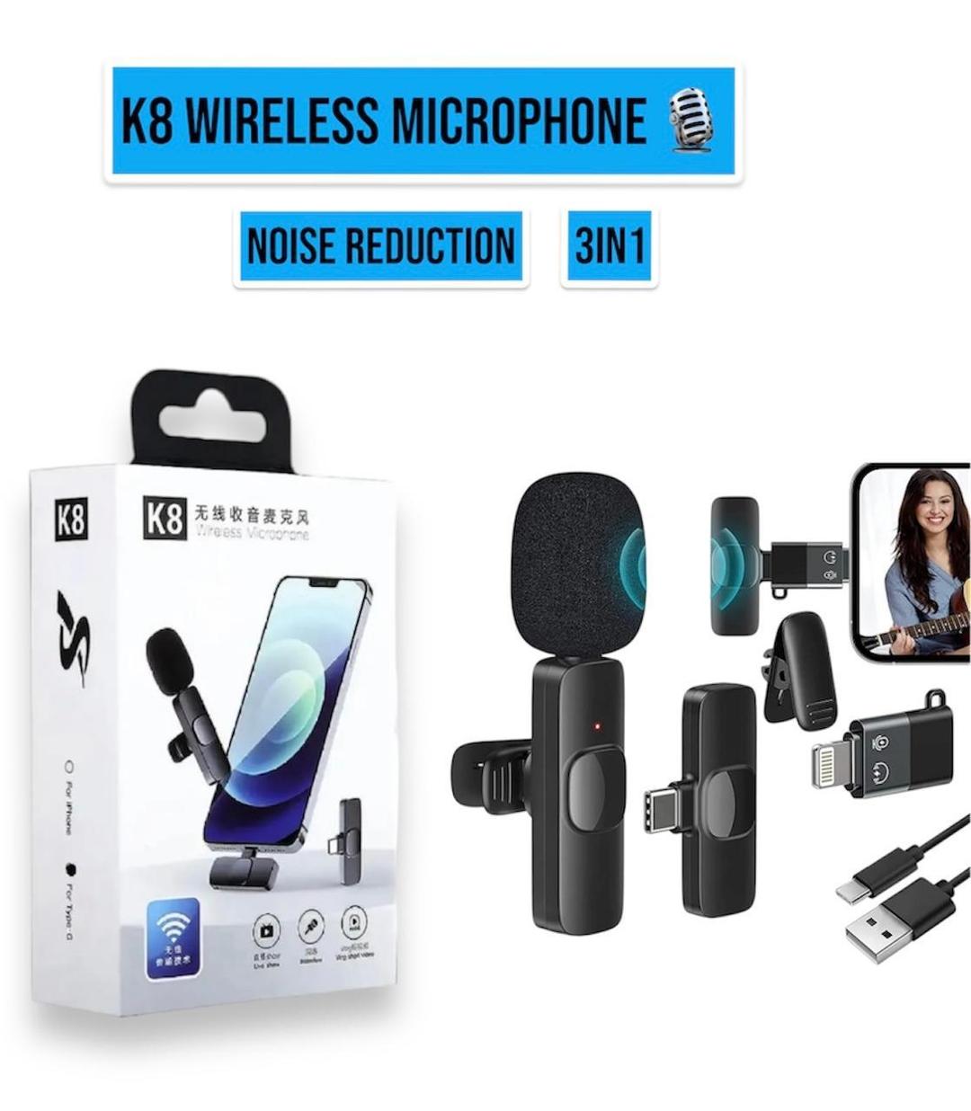 K8 Wireless Mic Black 3-in-1 Bluetooth 5 – Professional Wireless Microphone