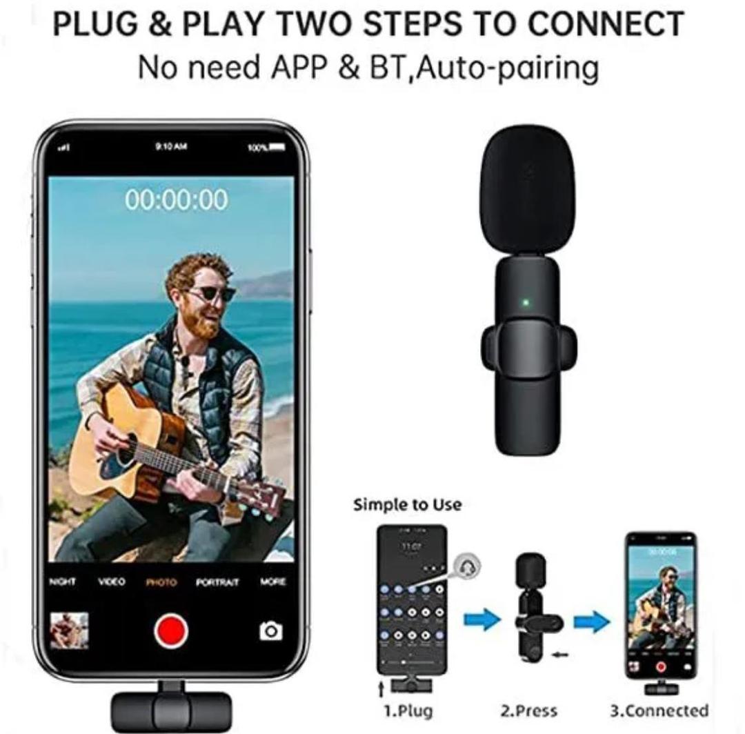 K8 Wireless Mic Black 3-in-1 Bluetooth 5 – Professional Wireless Microphone - Image 2