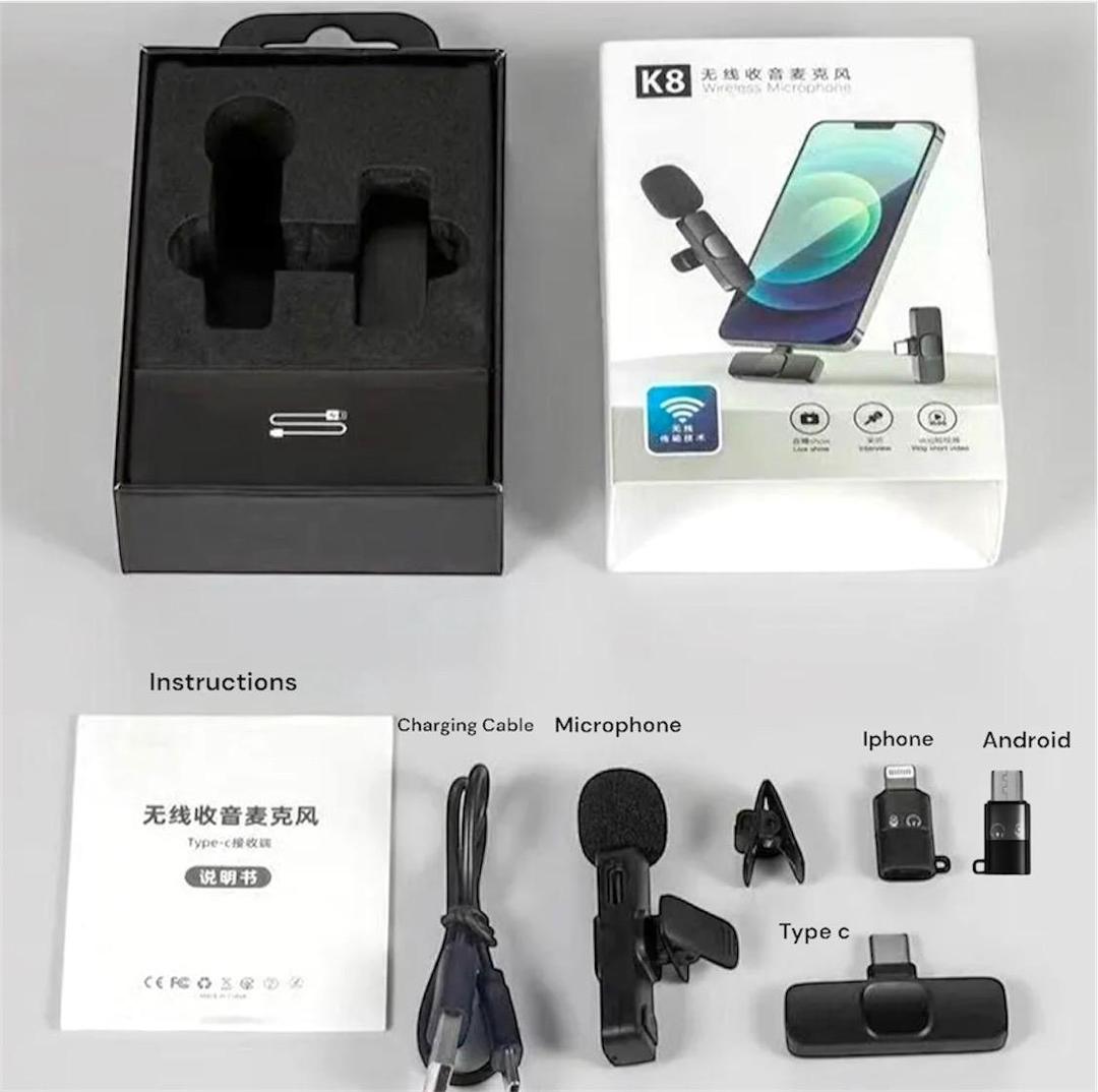 K8 Wireless Mic Black 3-in-1 Bluetooth 5 – Professional Wireless Microphone - Image 5