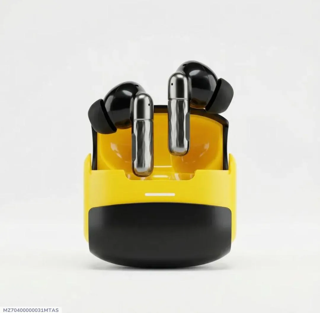 TWS Wireless Earbuds Yellow Black with Charging Case