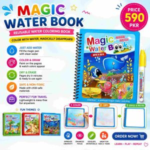 Magic Water Book for Kids – Reusable Water Coloring & Drawing Book with Magic Water Pen