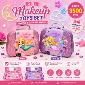 27-Piece Makeup Kit for Girls Plastic Toy Set | Pretend Play Beauty Set for Kids | Pink & Purple Cosmetic Play Kit | Educational Role Play Toy
