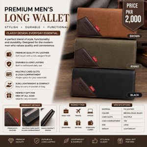 Men's Slim Leather Wallet with RFID Protection – Premium RFID Bifold Wallet in Tan, Olive Green & Black for Men in Pakistan