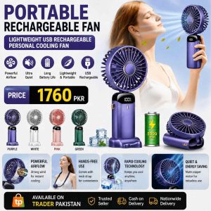 Portable Rechargeable Fan – Lightweight USB Rechargeable Personal Cooling Fan