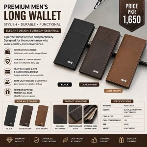 Multi Color Leather Wallet for Men & Women – Slim Minimalist Wallet in Black, Dark Brown & Light Brown for Daily Use in Pakistan
