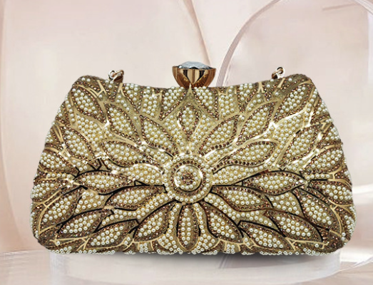 Elegant Gold Embroidered Clutch Bag for Women | Luxury Party & Wedding Hand Clutch - Image 5