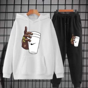 Cup Printed Fleece Tracksuit for Men