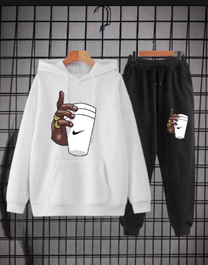 Cup Printed Fleece Tracksuit for Men