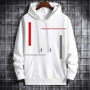 Vertical Stripes Printed Fleece Hoodie