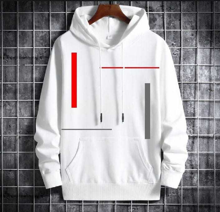 Vertical Stripes Printed Fleece Hoodie