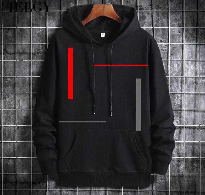 Vertical Stripes Printed Fleece Hoodie - Image 2