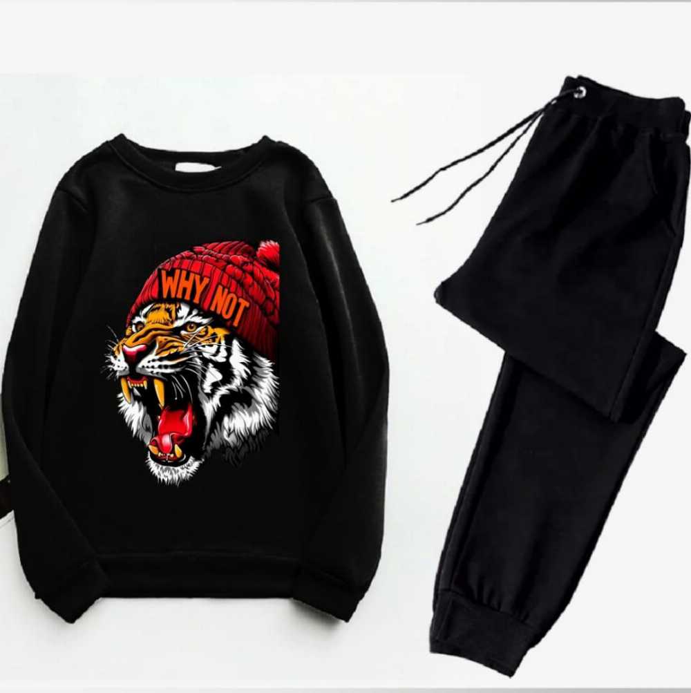 Trendy Printed Winter Tracksuit for Men & Boys โ Thick Fleece Rib Sweatshirt & Trouser Set - Image 4
