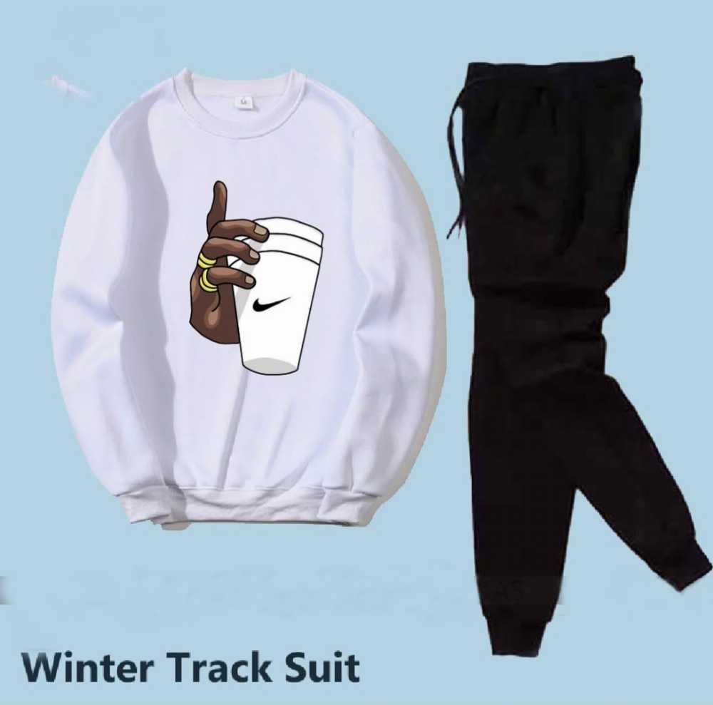 Trendy Printed Winter Tracksuit for Men & Boys โ Thick Fleece Rib Sweatshirt & Trouser Set - Image 3