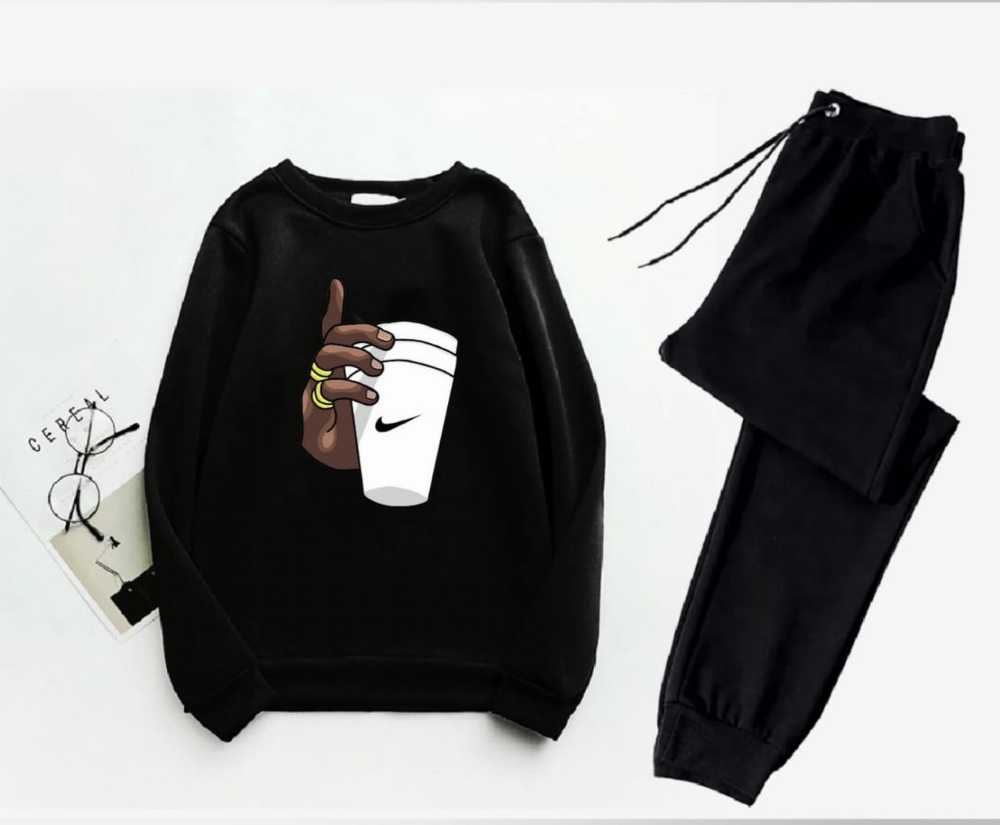Trendy Printed Winter Tracksuit for Men & Boys โ Thick Fleece Rib Sweatshirt & Trouser Set - Image 5