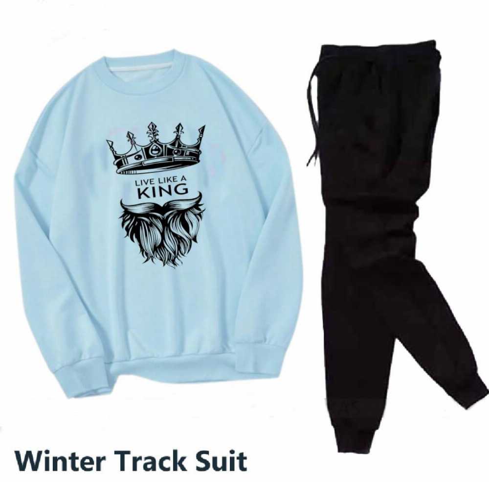 Trendy Printed Winter Tracksuit for Men & Boys โ Thick Fleece Rib Sweatshirt & Trouser Set - Image 2
