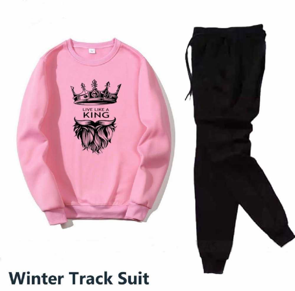 Trendy Printed Winter Tracksuit for Men & Boys โ Thick Fleece Rib Sweatshirt & Trouser Set - Image 3
